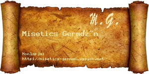 Misetics Germán névjegykártya